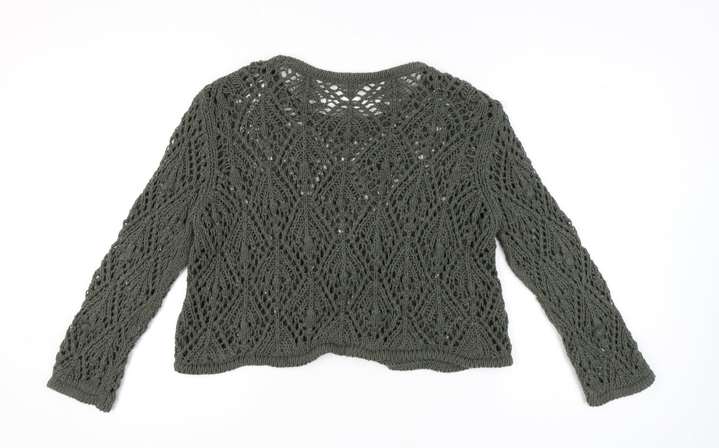 Primark Women's Green Open-Knit Pullover Jumper XL