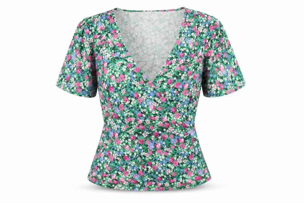 Mauvette Women's Multicoloured Floral Wrap Blouse - Size 10