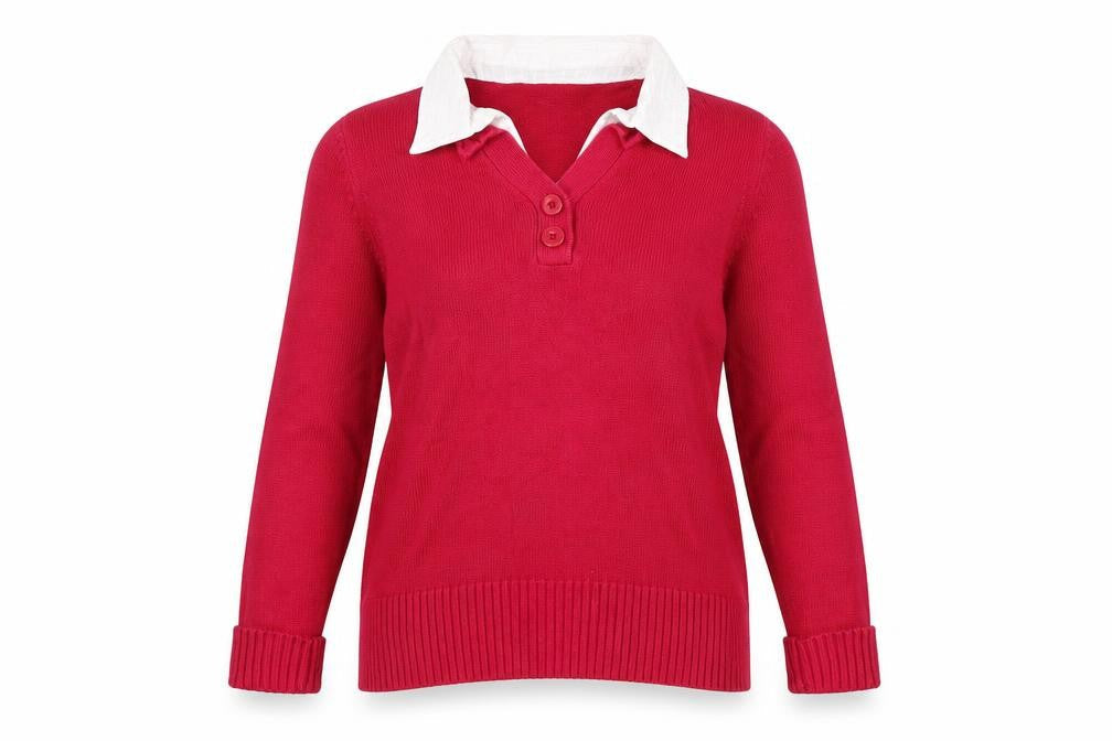 Marks & Spencer Women's Red Collared Jumper Size 16