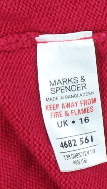 Marks and Spencer Women's Red Collared Jumper Size 16