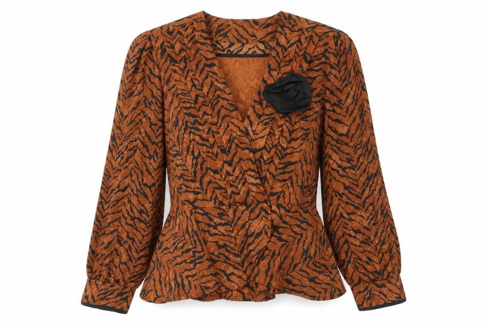 Fisser Women's Brown Animal Print Blouse Size 12