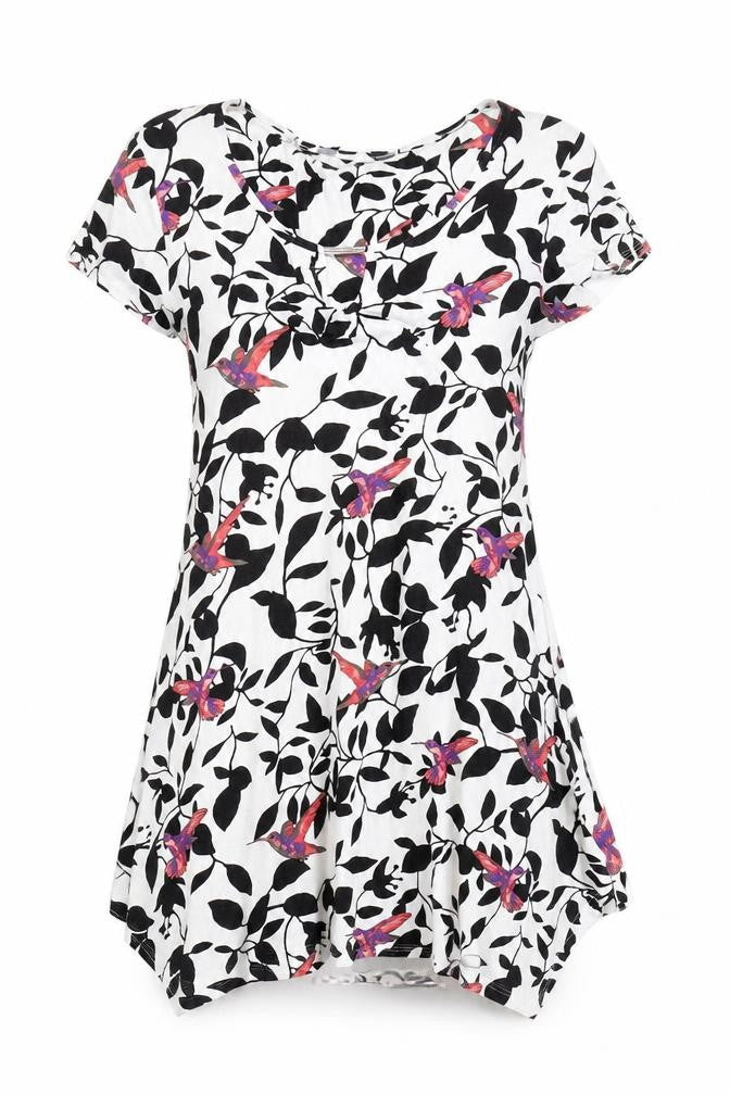 BHS Women's Multicoloured Floral Crew Neck Shirt