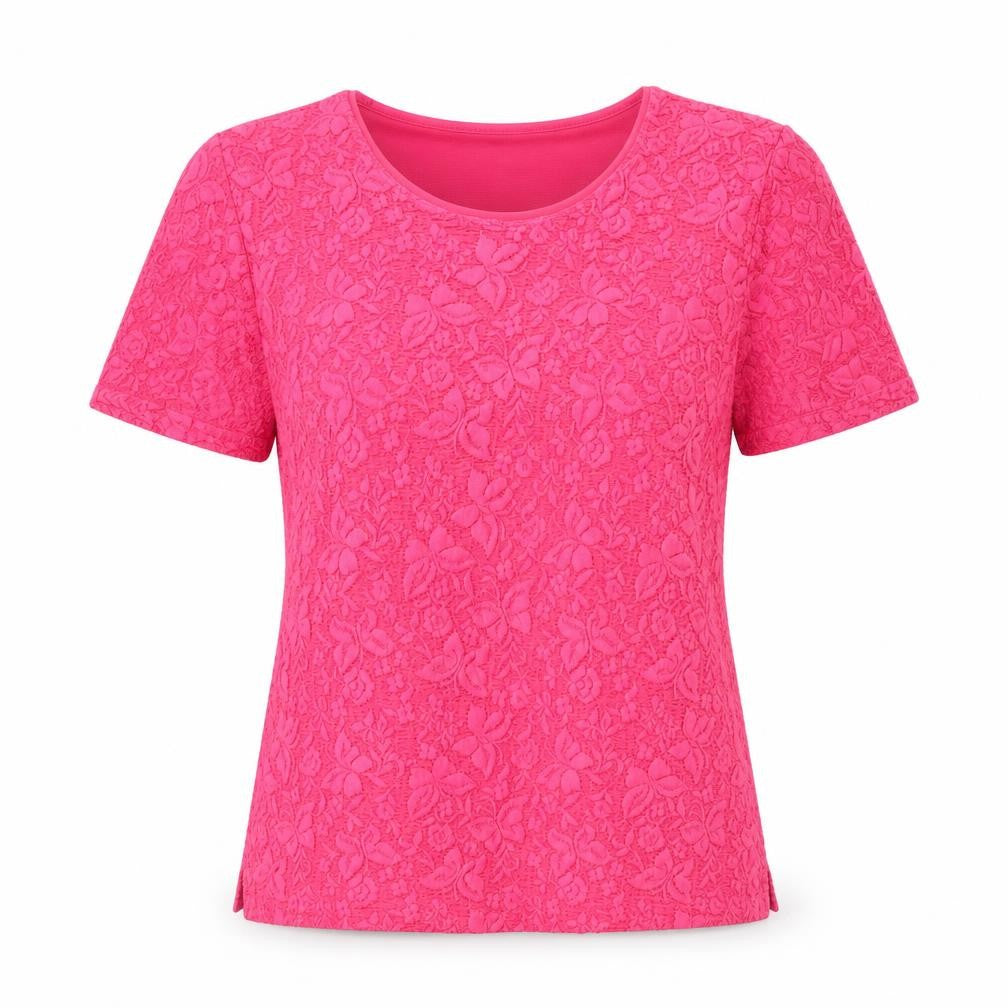 TIGI Women's Pink Floral Lace T-Shirt Size 10