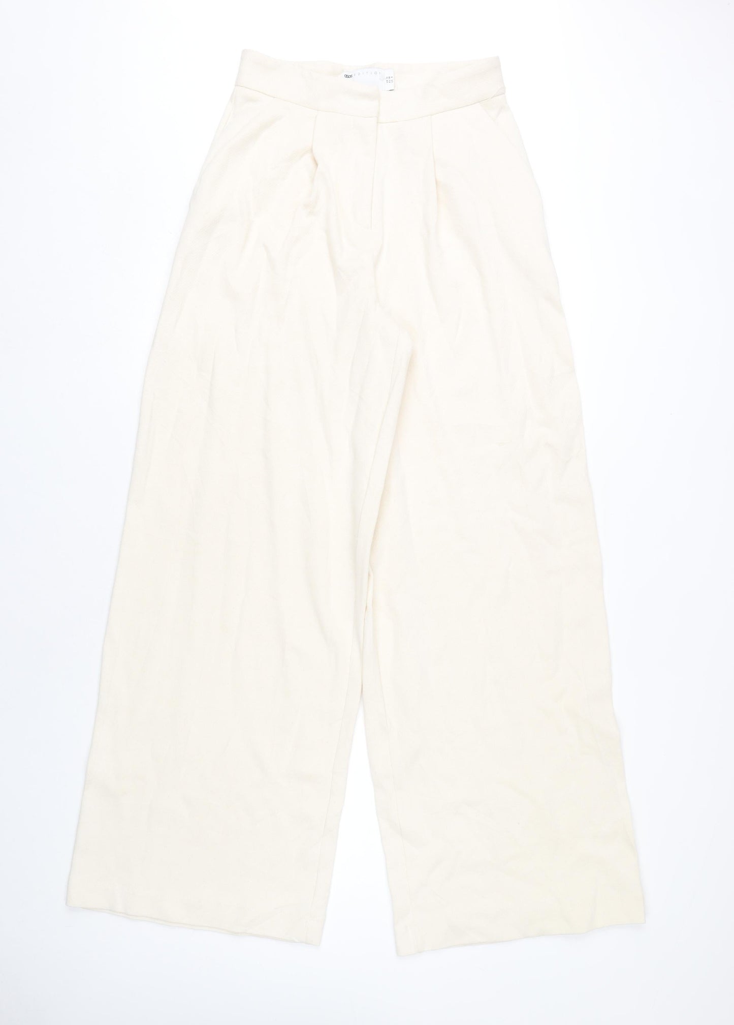 ASOS Women's Ivory Wide-Leg Trousers Size 10
