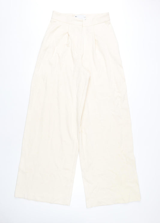 ASOS Women's Ivory Wide-Leg Trousers Size 10