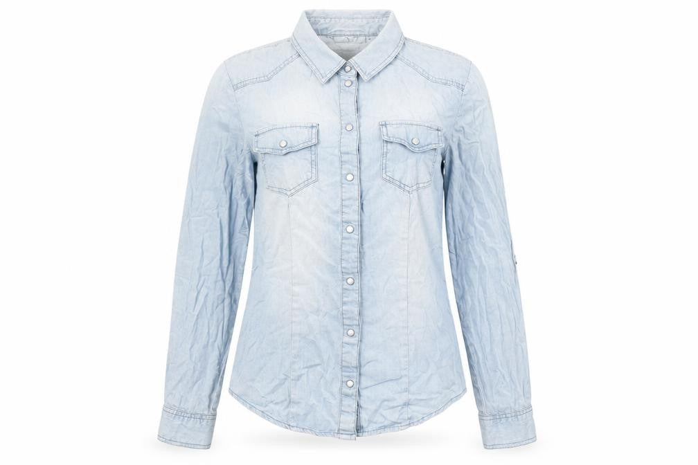 Only Women's Blue Button-Up Shirt Size 8 Regular Fit