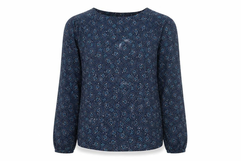 Damart Women's Blue Geometric Blouse Size 10