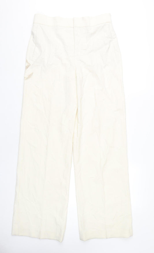 Zara Women's Ivory Straight Trousers Size 12