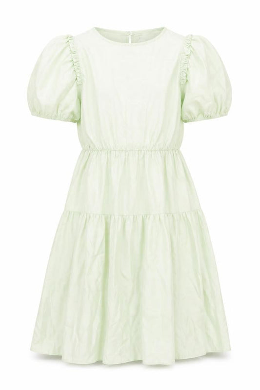 Zara Girls Green Puff Sleeve Dress Size 10
