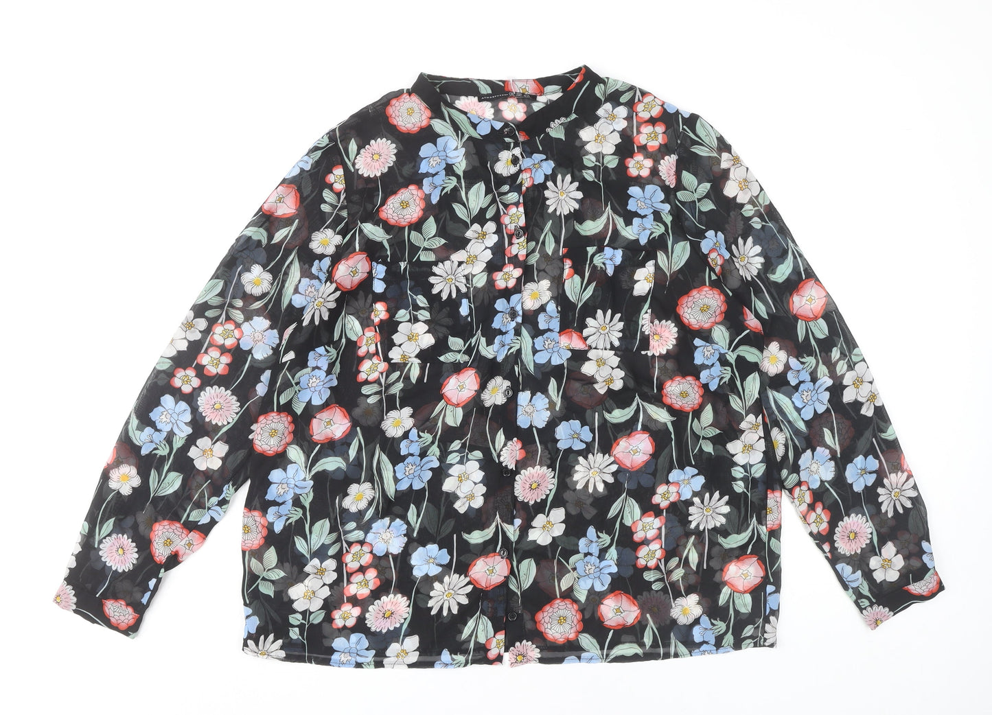 Atmosphere Women's Floral Black Tunic Blouse Size 18