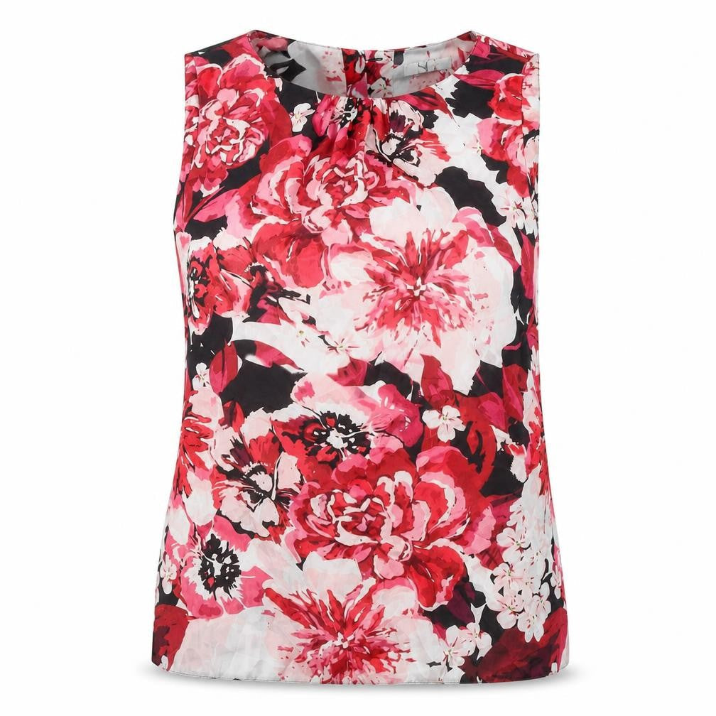 BHS Women's Red Floral Blouse, Size 14, Sleeveless