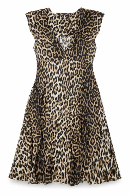 Zara Womens Woman Leopard Print Sleeveless V-Neck Dress Multicoloured XS