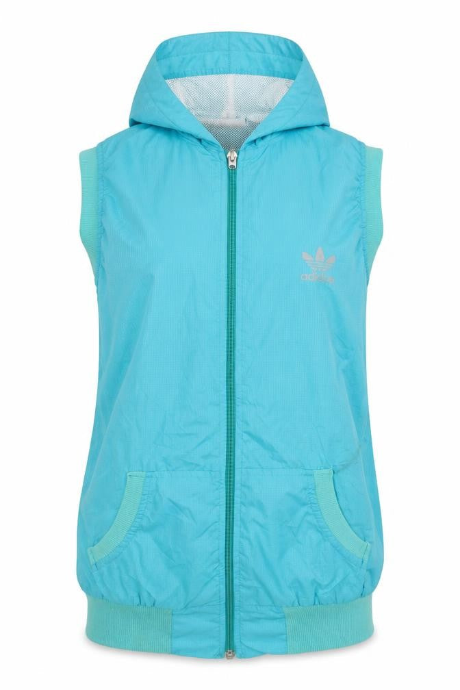 Adidas Women's Hooded Blue Basic Jacket Size 14