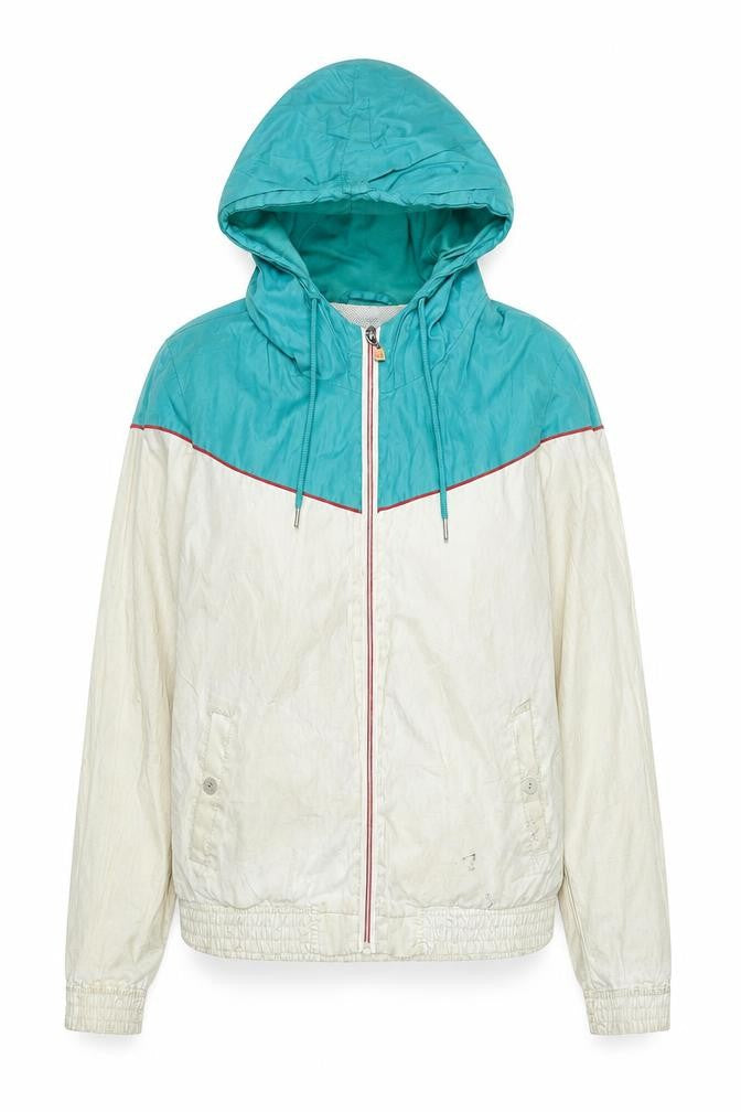 Pull&Bear Teens Blue Beige Hooded Windbreaker Size 12