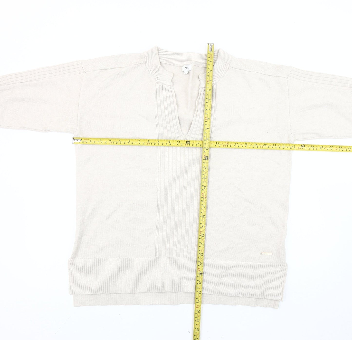 River Island Women’s Beige V-Neck Pullover Jumper Size M