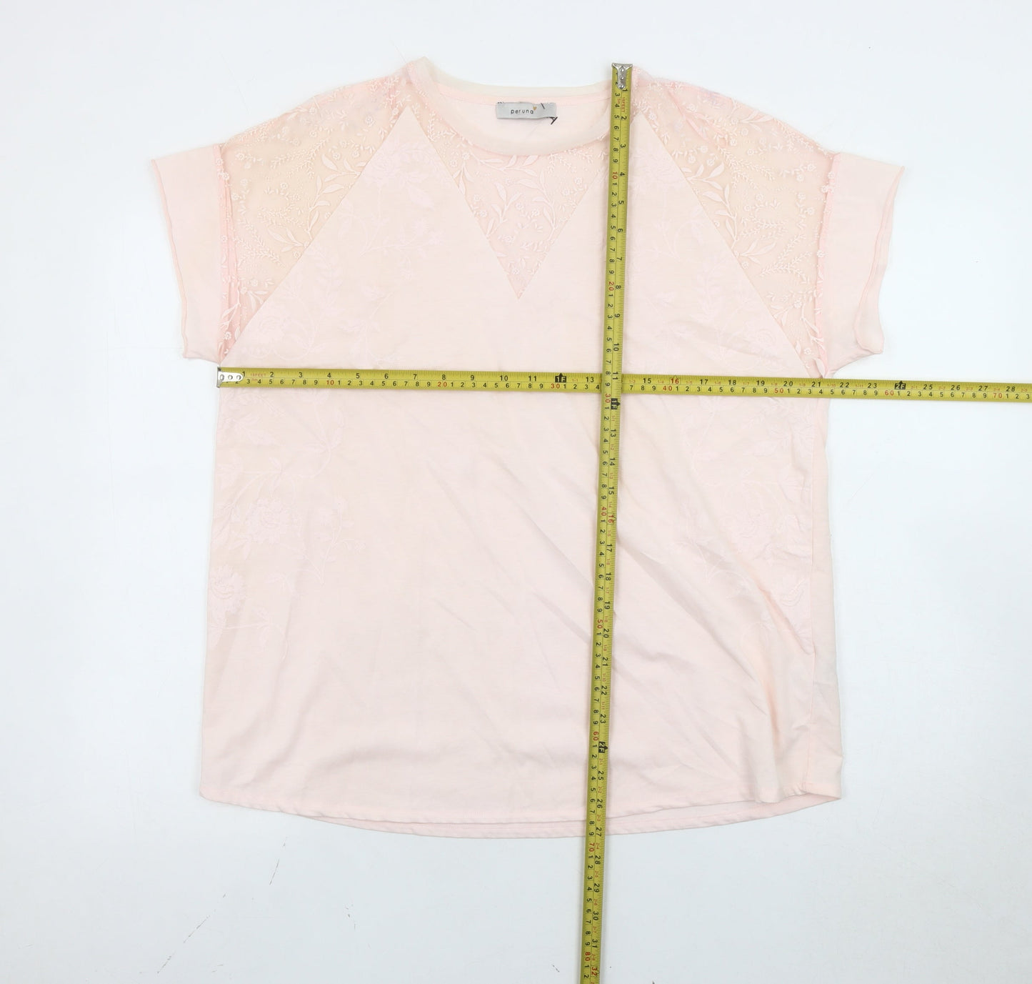 Marks and Spencer Women's Pink Floral Embroidered T-Shirt Size 14