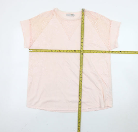 Marks and Spencer Women's Pink Floral Embroidered T-Shirt Size 14