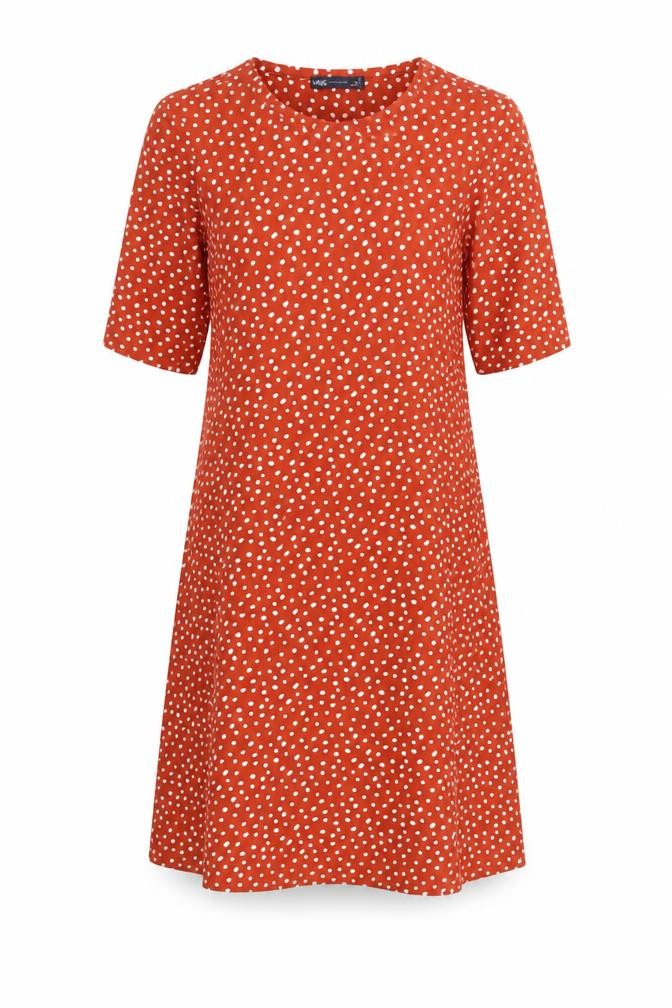 Marks & Spencer Women Red Polka Dot Cotton Shift Dress Size 12