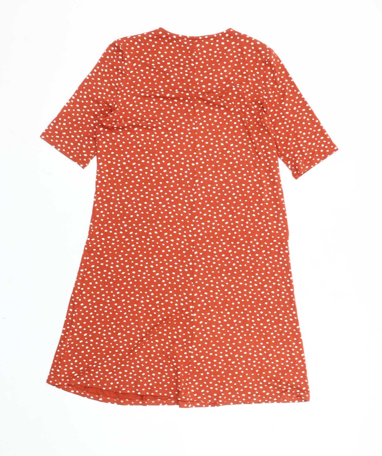 Marks and Spencer Women Red Polka Dot Cotton Shift Dress Size 12