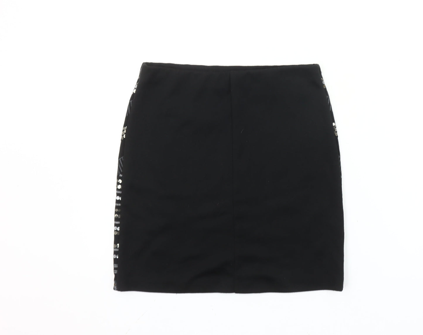 George Women's Black Sequin Geometric High Rise Pencil Skirt Size 8