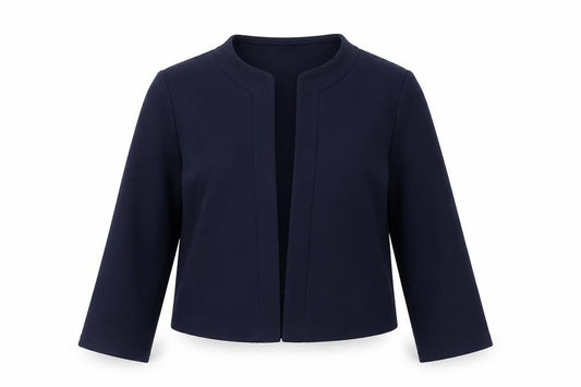 Quiz Women’s Blue Cropped Suit Jacket M Regular Fit Stretch