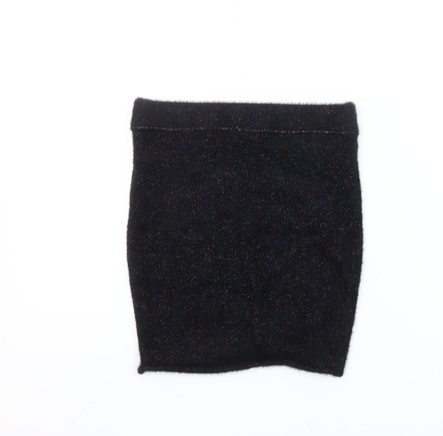 Pull&Bear Women’s Black XS Glitter Knit Bodycon Mini Skirt
