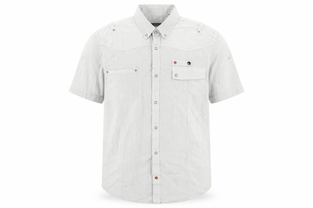 Matinique Men's White Striped 2XL Short Sleeve Button-Up Shirt