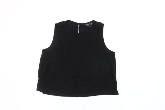 Miss Selfridge Women’s Black Size 6 Wrap Lace Blouse Sleeveless Summer