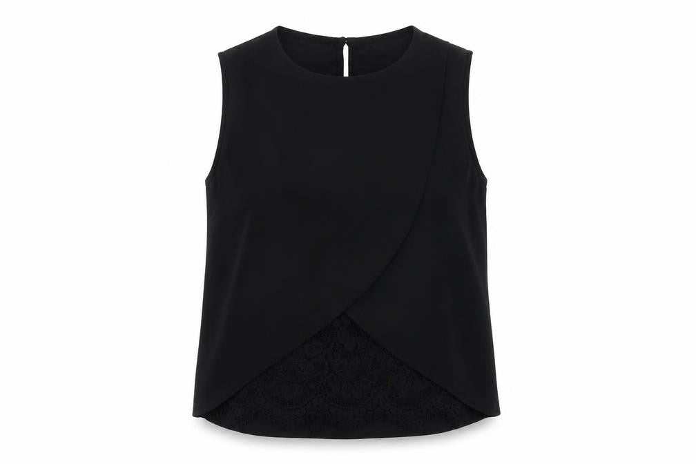 Miss Selfridge Women’s Black Size 6 Wrap Lace Blouse Sleeveless Summer
