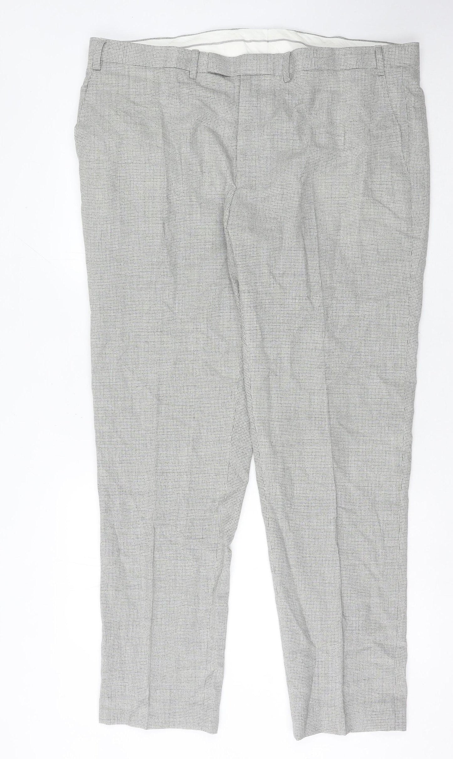 Marks and Spencer Men’s Grey Wool Check Dress Trousers 42W 33L