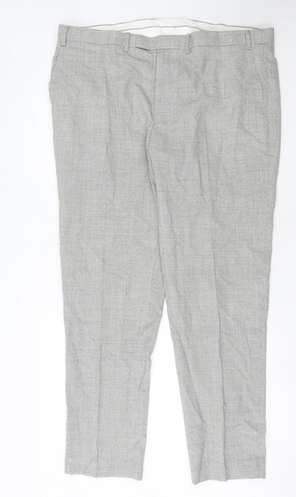 Marks & Spencer Men’s Grey Wool Check Dress Trousers 42W 33L