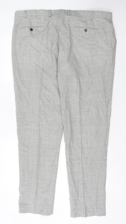 Marks & Spencer Men’s Grey Wool Check Dress Trousers 42W 33L