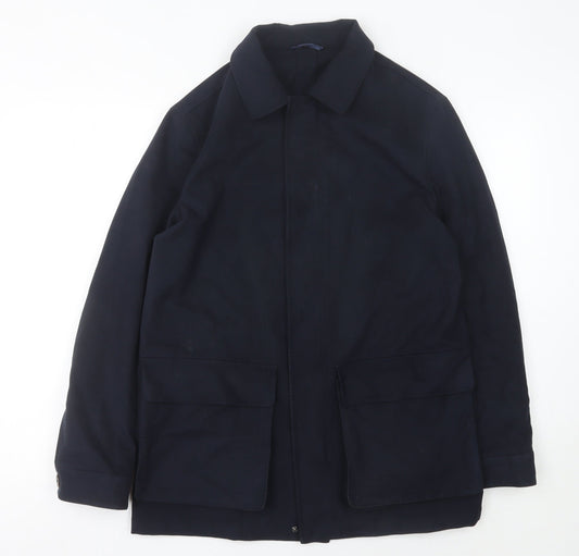 Sarto Men's Blue Mid-Length Felt Jacket Size M Regular Fit