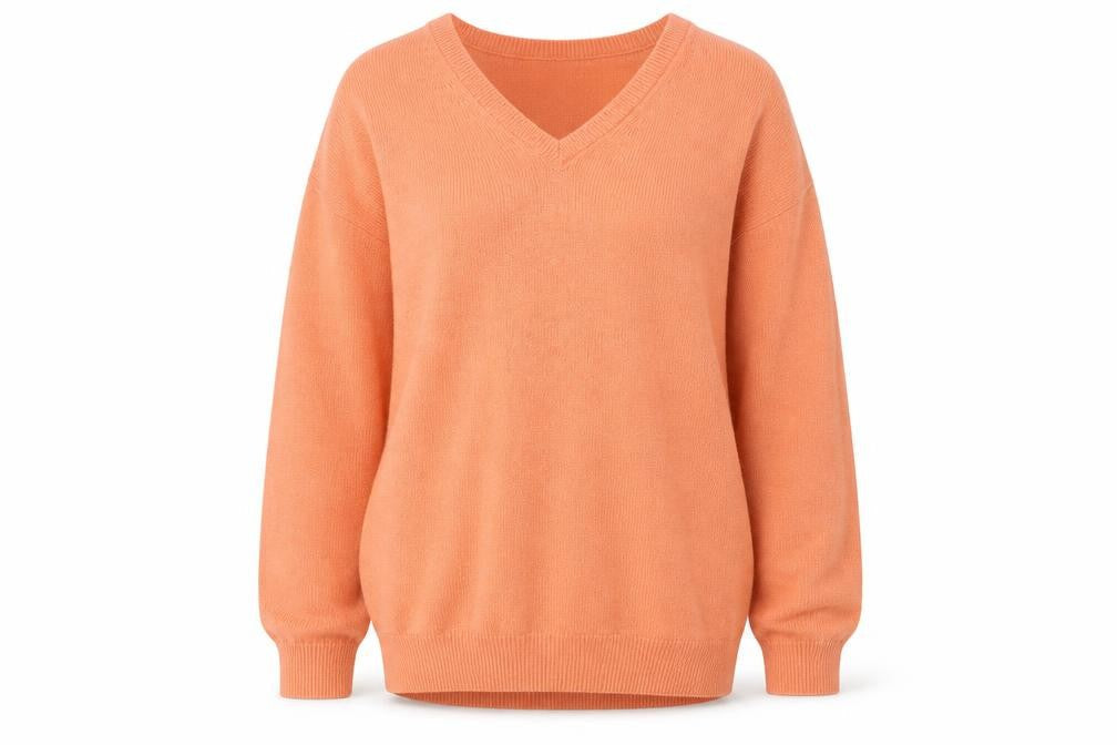 Berkertex Men’s Orange Lambswool V-Neck Jumper L Tight-Knit Vintage