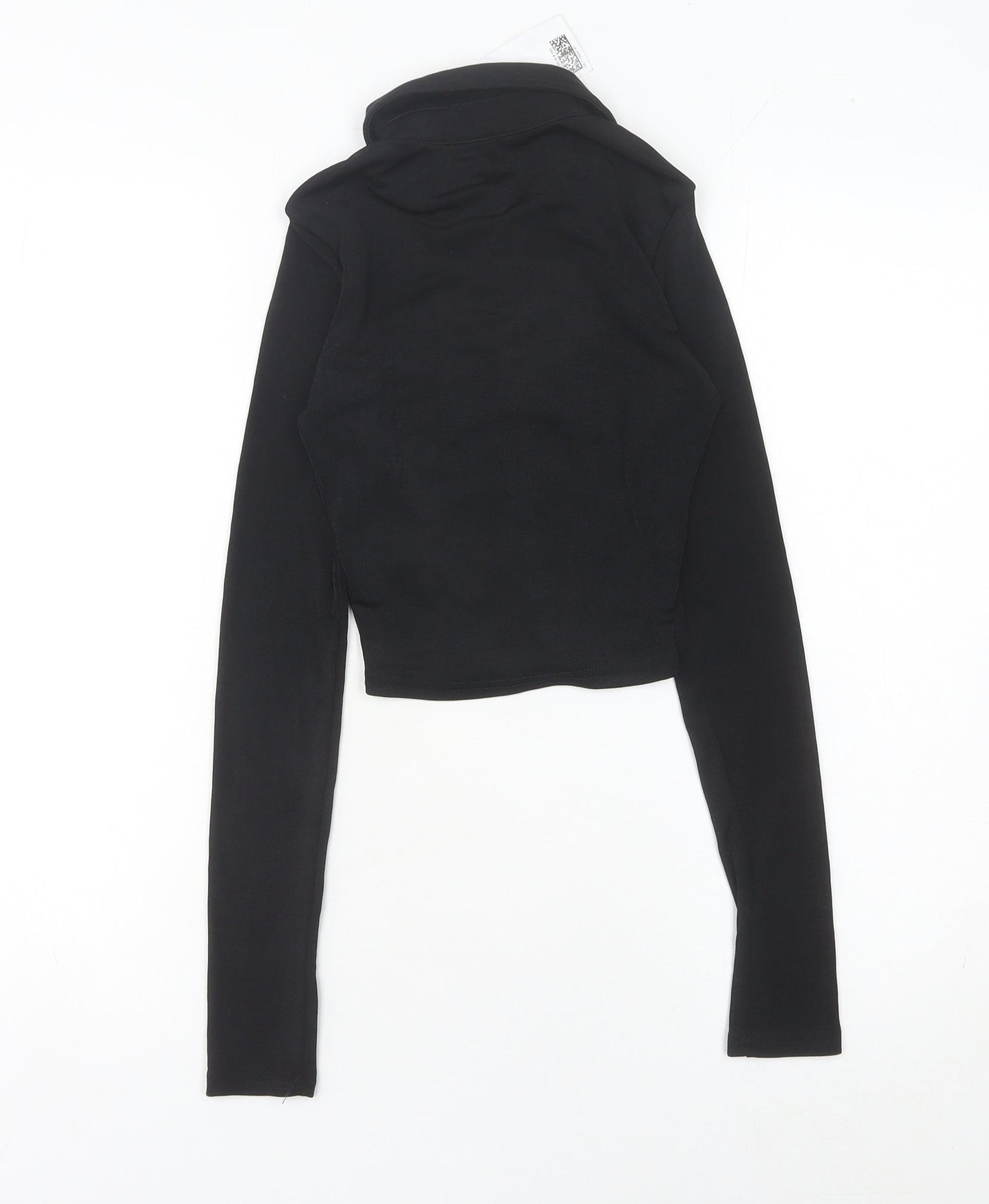 H&M Divided Women’s Black 2XS Cropped Collared Button-Up Shirt
