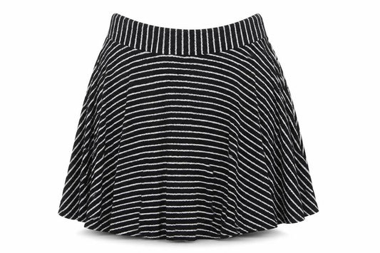 XXI Women’s Black Striped A-Line Short Skirt Size M Cotton Blend