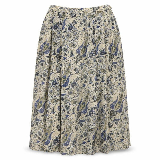 Geiger Women’s Beige Paisley A-Line Midi Skirt Size 14 Vintage Cotton