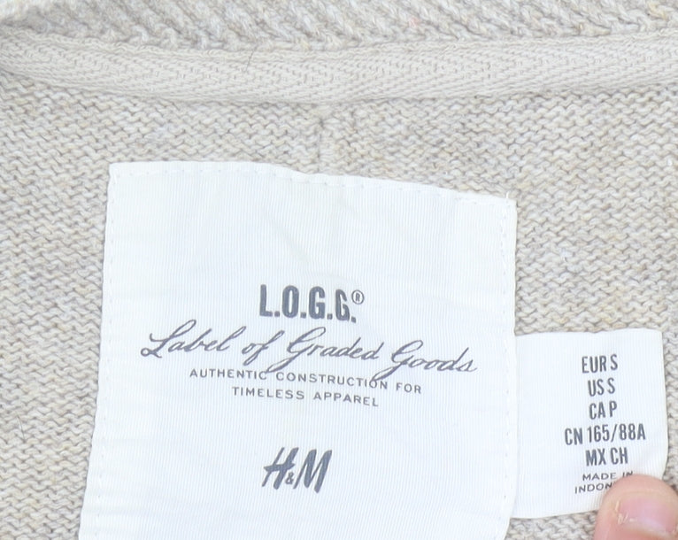 H&M Women’s Beige Angora Cotton Blend 3/4 Sleeve Pullover Jumper S