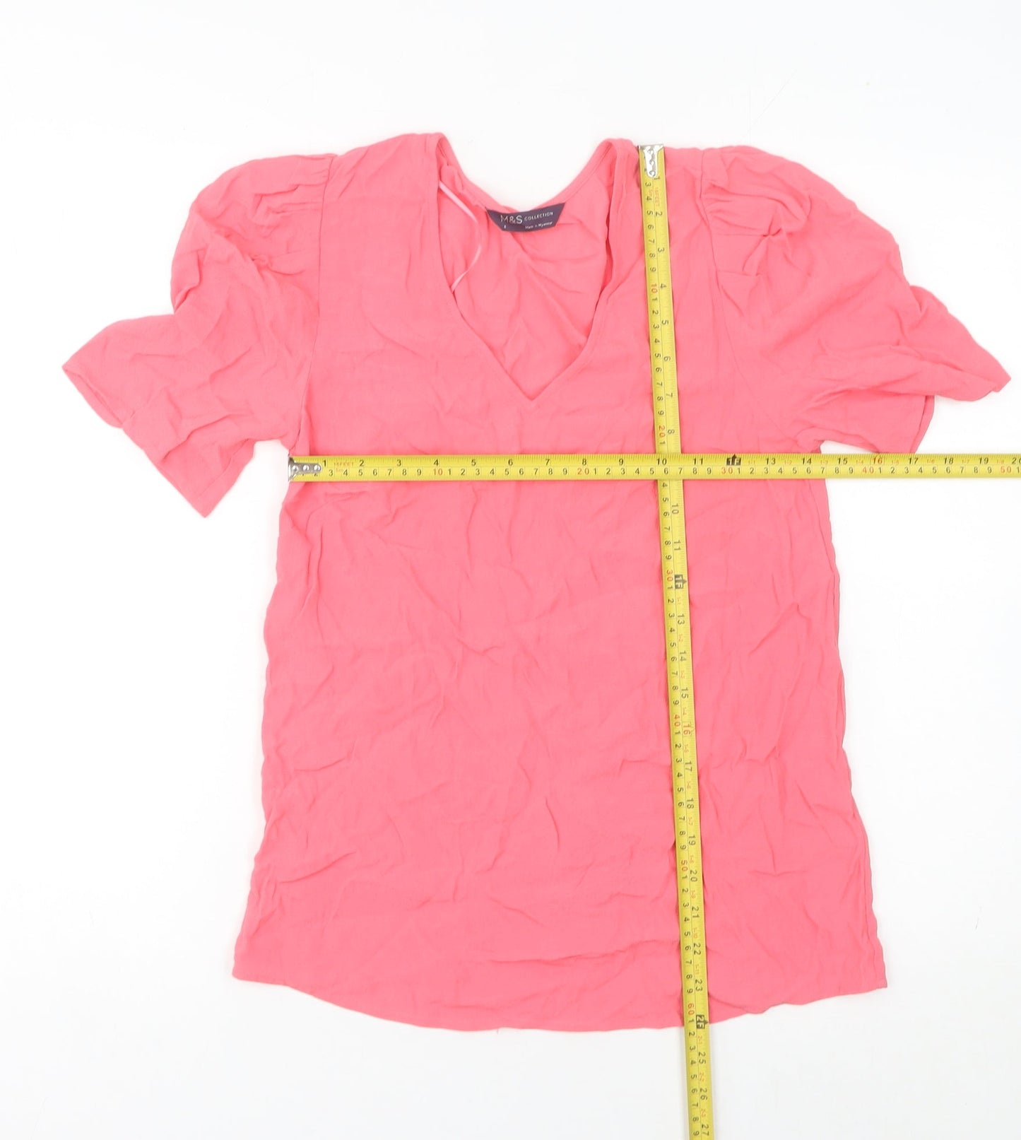 Marks and Spencer Women’s Pink Viscose Puff Sleeve Blouse Size 6