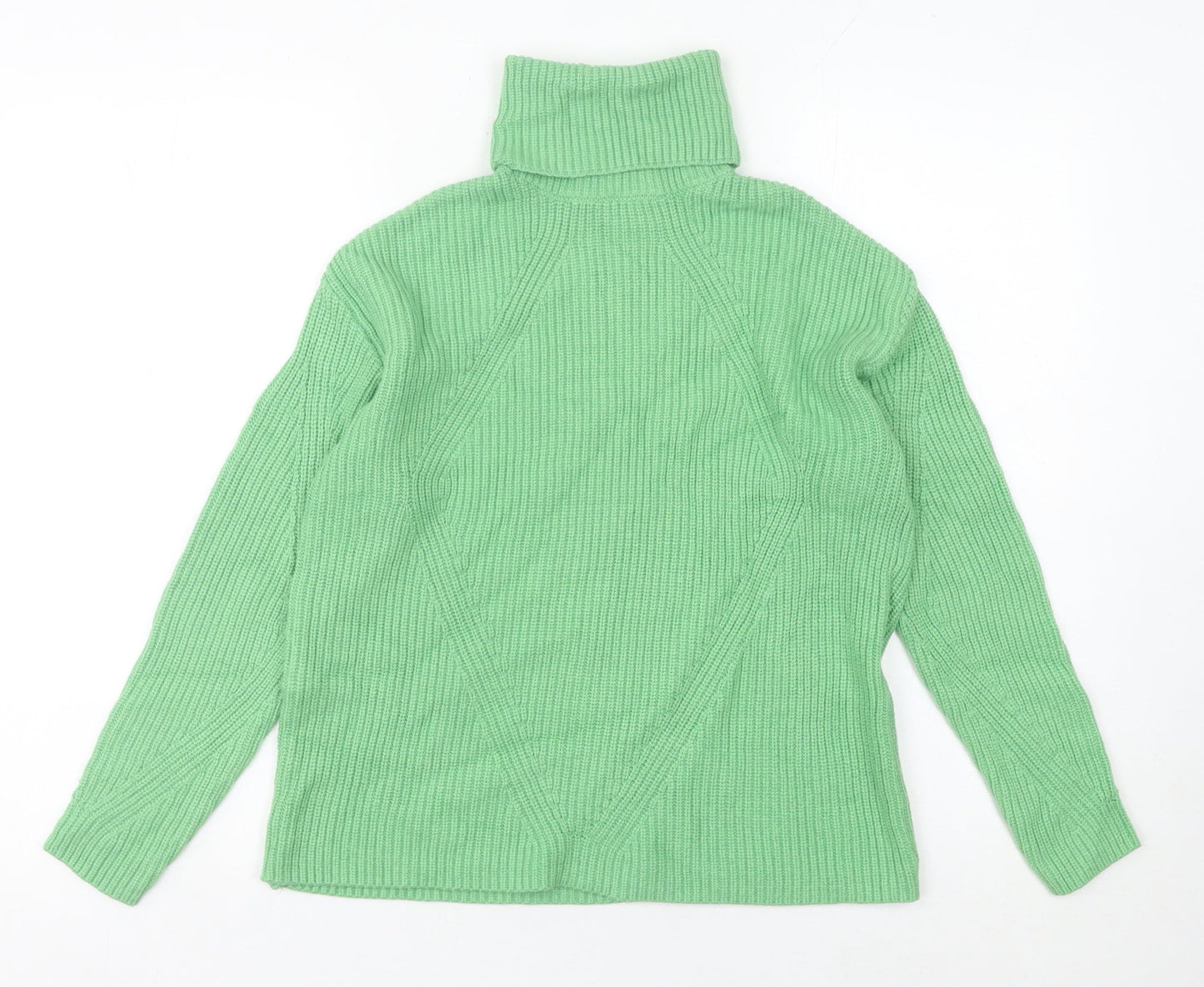 Marks and Spencer Women's Green XS Roll Neck Ribbed Jumper