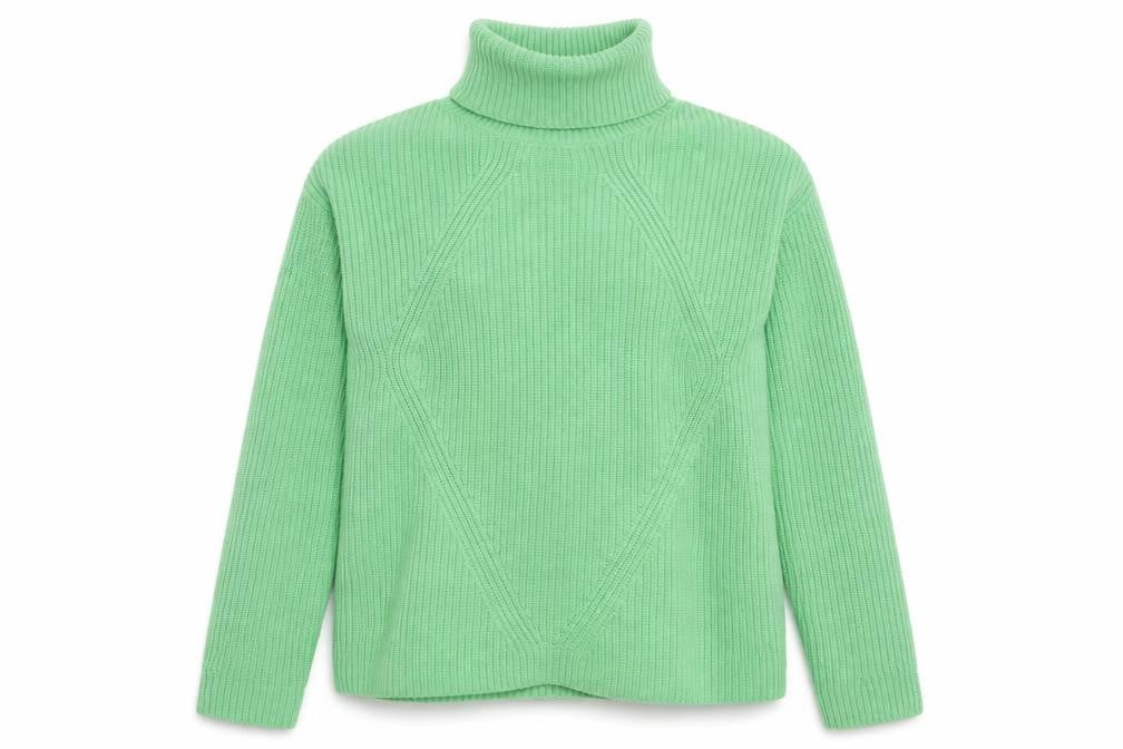 Marks & Spencer Women's Green XS Roll Neck Ribbed Jumper