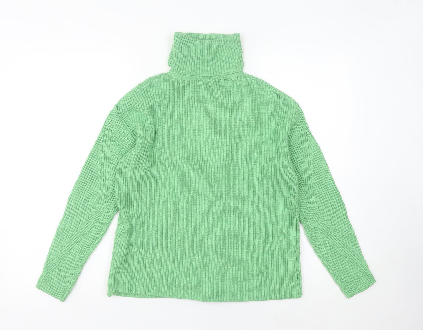 Marks and Spencer Women's Green XS Roll Neck Ribbed Jumper