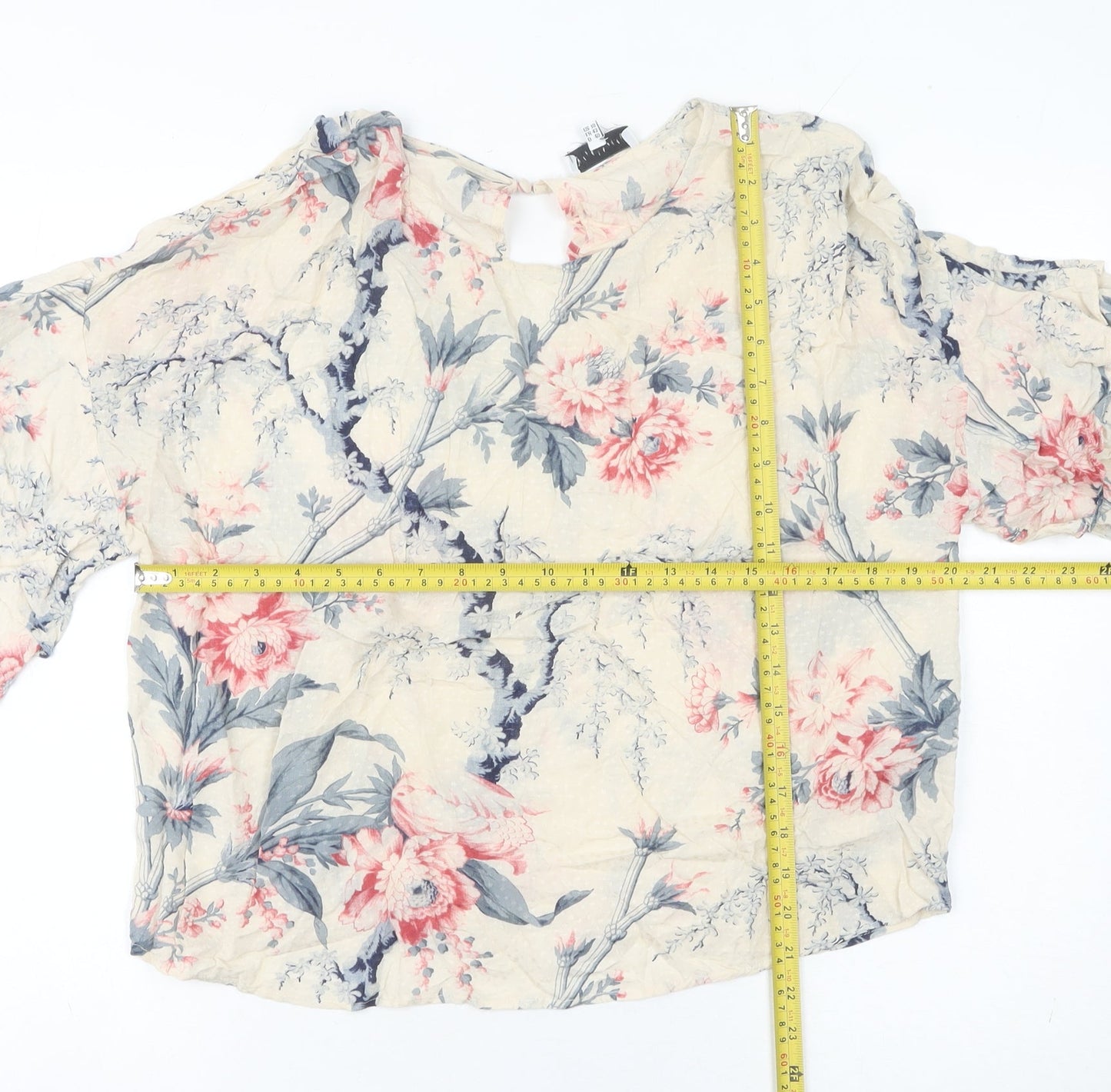 Warehouse Women’s Multicoloured Floral Ruffle Blouse Size 14