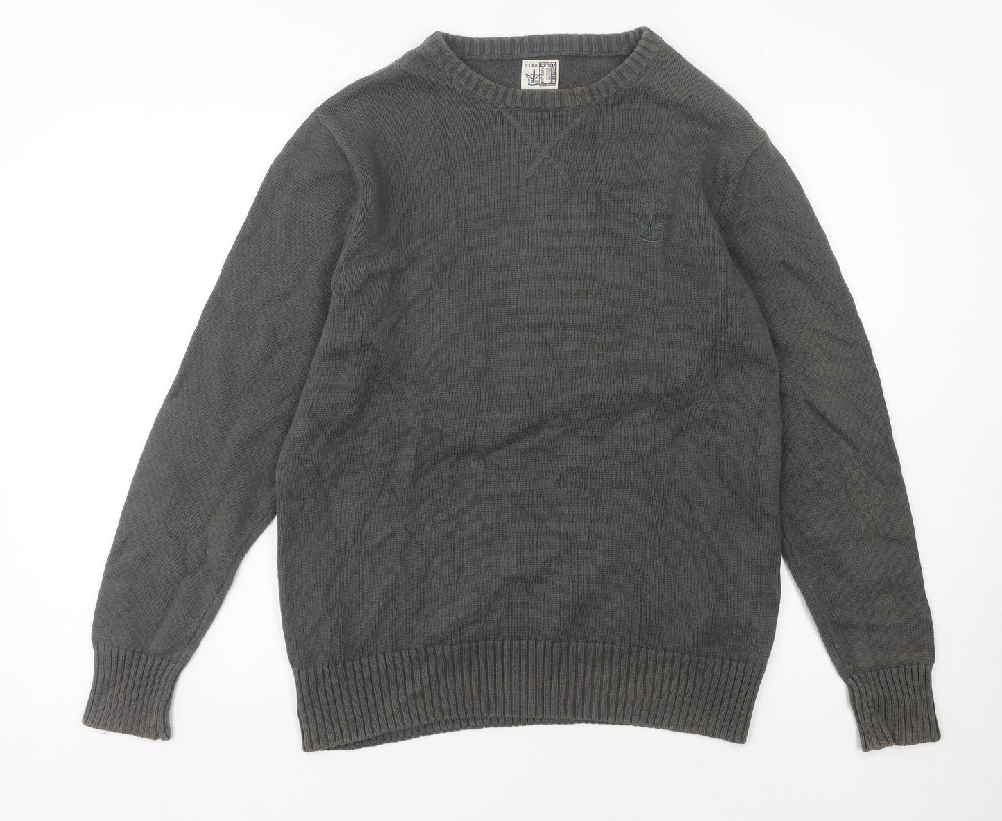 Firetrap Men's Grey Cotton Crew Neck Pullover Jumper L