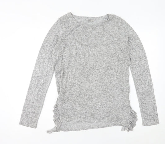 Next Women’s Grey Crew Neck Ruffle Side Pullover Jumper Size 8