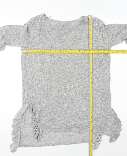 Next Women’s Grey Crew Neck Ruffle Side Pullover Jumper Size 8
