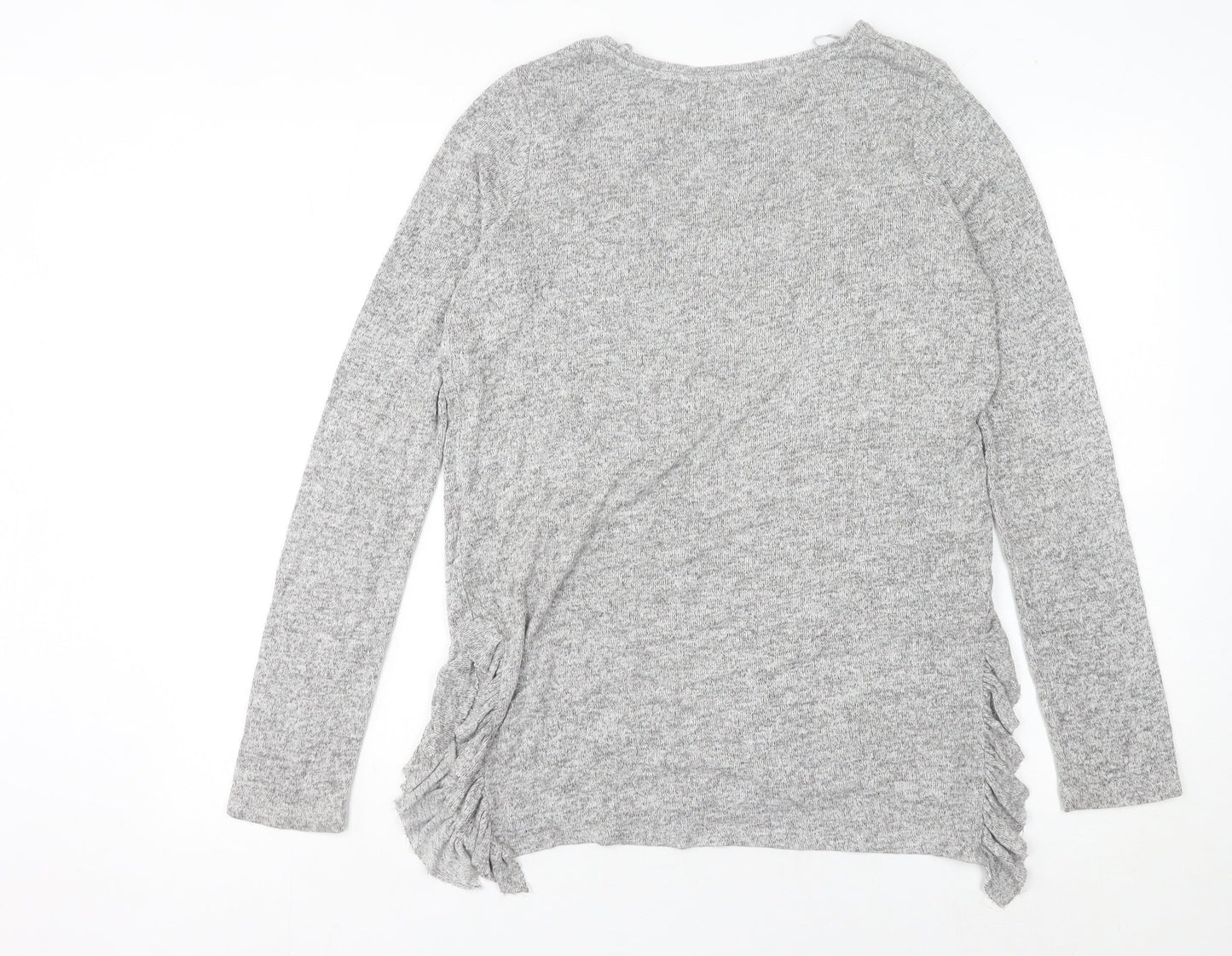 Next Women’s Grey Crew Neck Ruffle Side Pullover Jumper Size 8