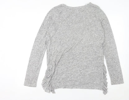Next Women’s Grey Crew Neck Ruffle Side Pullover Jumper Size 8