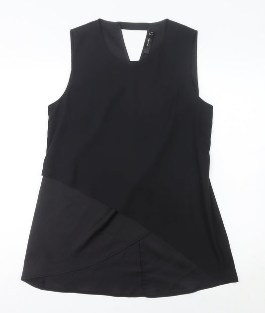 Hallhuber Women's Black Size 12 Sleeveless Tunic Blouse