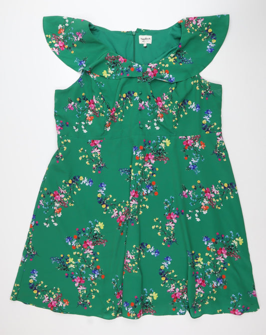Studio 8 Women’s Green Floral Off Shoulder Fit & Flare Dress Size 24